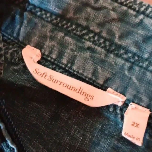 Soft Surroundings Anandi Teal Tencel Jacket/Top with Chenile Accents. Bohemian. - Picture 9 of 12